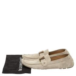 Pre Owned حذاء لوفرز لوي فيتون مونت كارلو سويدي رصاصي مقاس 45.5