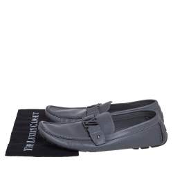 Pre Owned Louis Vuitton Grey Leather Monte Carlo Loafers Size 46