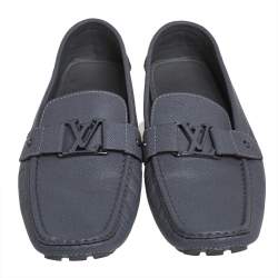 Pre Owned Louis Vuitton Grey Leather Monte Carlo Loafers Size 46