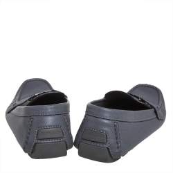 Pre Owned Louis Vuitton Grey Leather Monte Carlo Loafers Size 46