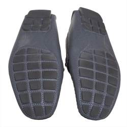 Pre Owned Louis Vuitton Grey Leather Monte Carlo Loafers Size 46