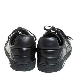 مملوكة مسبقًا Louis Vuitton Black Croc Embossed Leather Front Row Lace Up Sneakers Size 40