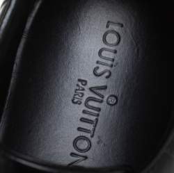 مملوكة مسبقًا Louis Vuitton Black Croc Embossed Leather Front Row Lace Up Sneakers Size 40