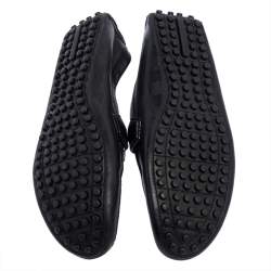 Pre Owned Louis Vuitton Black  Damier Embossed Leather Hockenheim Moccasin Loafers Size 40
