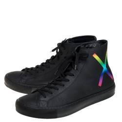 Louis Vuitton Black Leather Tattoo High Top Sneakers Size 42
