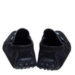 Pre Owned Louis Vuitton Dark Tri Color Suede Hockenheim Slip On Loafers Size 40.5