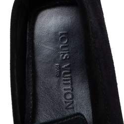 Pre Owned Louis Vuitton Dark Tri Color Suede Hockenheim Slip On Loafers Size 40.5