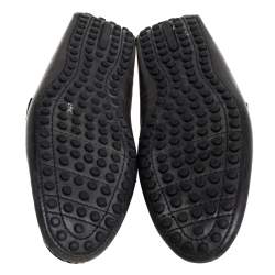 مملوكة مسبقًا Louis Vuitton Dark Grey/Black Leather And Suede Hockenheim Slip On Loafers Size 40.5