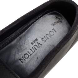 مملوكة مسبقًا Louis Vuitton Dark Grey/Black Leather And Suede Hockenheim Slip On Loafers Size 40.5