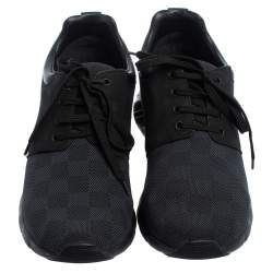 Louis Vuitton Black Damier Fabric, Nubuck  And Leather Fastlane Sneakers Size 42.5