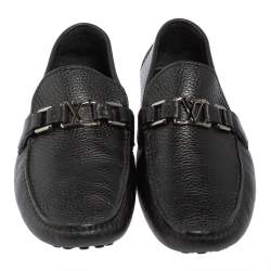 Pre Owned حذاء لوفرز لوي فيتون هوكينهيم دريفر جلد أسود مقاس 41.5