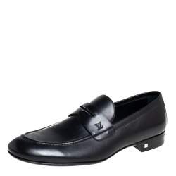 Louis Vuitton Black Leather Damier Embossed Santiago Loafers Size 41.5 Louis  Vuitton