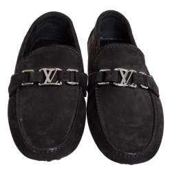 Pre Owned حذاء لوفرز ل وي فيتون هوكنهايم سليب أون جلد نوبوك أسود مقاس 41.5