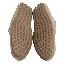 مملوكة مسبقًا حذاء لوفرز لوي فيتون سليب أون سويدي مخرم بني مقاس 41.5