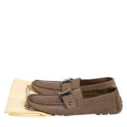 Pre Owned حذاء لوفرز لوي فيتون مونت كارلو سليب أون جلد ثعبان بني مقاس 41.5