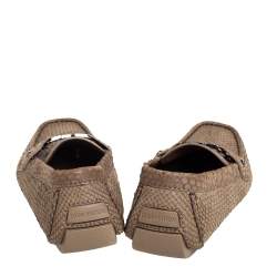 Pre Owned حذاء لوفرز لوي فيتون مونت كارلو سليب أون جلد ثعبان بني مقاس 41.5