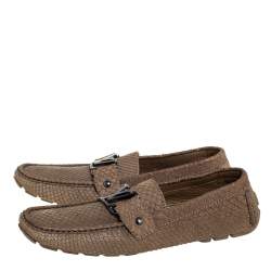 Pre Owned حذاء لوفرز لوي فيتون مونت كارلو سليب أون جلد ثعبان بني مقاس 41.5