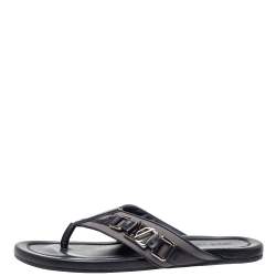 LOUIS VUITTON Black Men's Hamptons Thong Flip Flops Size 8