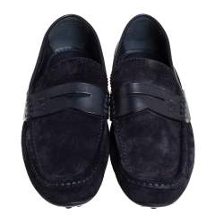 Pre Owned حذاء لوفرز لوي فيتون سير بيني سويدي أزرق كحلي مقاس 41