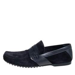 Pre Owned حذاء لوفرز لوي فيتون سير بيني سويدي أزرق كحلي مقاس 41