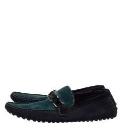Pre Owned Louis Vuitton Tricolor Suede Hockenheim Slip On Loafers Size 41.5