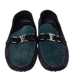Pre Owned Louis Vuitton Tricolor Suede Hockenheim Slip On Loafers Size 41.5
