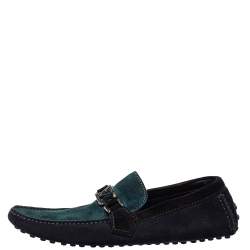 Pre Owned Louis Vuitton Tricolor Suede Hockenheim Slip On Loafers Size 41.5