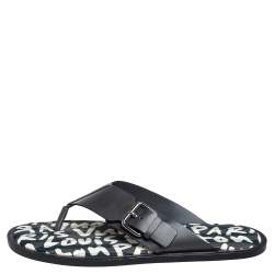 Pre Owned Louis Vuitton Black Leather Thong Sandals Size 41.5