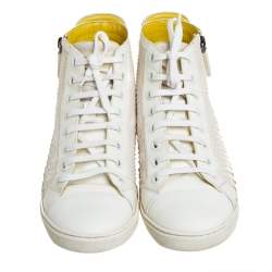 Louis Vuitton White/Grey Python And Suede Zip Up High Top Sneakers Size 40