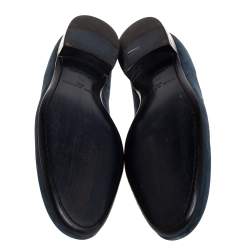 مملوكة مسبقًا Louis Vuitton Dark Teal Blue Suede Penny Loafers Size 43.5