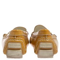 Pre Owned Louis Vuitton Yellow Patent Leather Lombok Driving Loafers Size 40.5