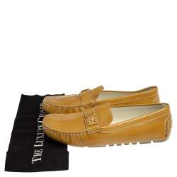 Pre Owned Louis Vuitton Yellow Patent Leather Lombok Driving Loafers Size 40.5