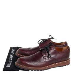 مملوكة مسبقًا Louis Vuitton Burgundy Brogue Leather Lace Up Derby Size 43