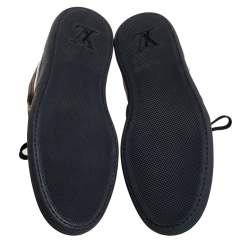 مملوكة مسبقًا Louis Vuitton Black Leather And Camouflage Print Calf Hair High Top Sneakers Size 43