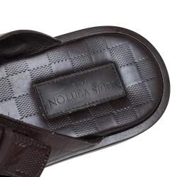 مملوكة مسبقًا Louis Vuitton Brown Damier Leather Criss-Cross Flat Sandals Size 43