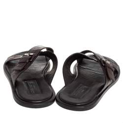 مملوكة مسبقًا Louis Vuitton Brown Damier Leather Criss-Cross Flat Sandals Size 43