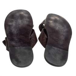 مملوكة مسبقًا Louis Vuitton Brown Damier Leather Criss-Cross Flat Sandals Size 43