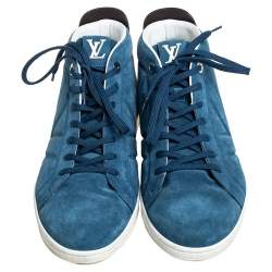 مملوكة مسبقًا Louis Vuitton Blue/Black Suede And Leather Fuselage High Top Sneakers Size 43.5 