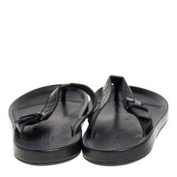 مملوكة مسبقًا Louis Vuitton Black Monogram Embossed Leather Thong Flat Sandals Size 43.5