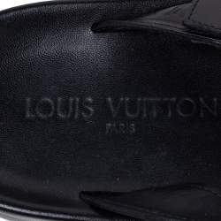 مملوكة مسبقًا Louis Vuitton Black Monogram Embossed Leather Thong Flat Sandals Size 43.5