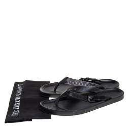 مملوكة مسبقًا Louis Vuitton Black Monogram Embossed Leather Thong Flat Sandals Size 43.5