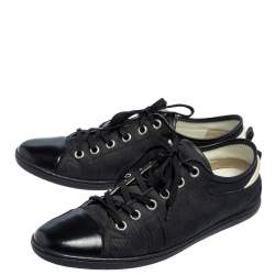 مملوكة مسبقًا Louis Vuitton Graphite Damier Nylon And Black Leather Cap Toe Low Top Sneakers Size 42.5