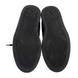 مملوكة مسبقًا Louis Vuitton Graphite Damier Nylon And Black Leather Cap Toe Low Top Sneakers Size 42.5