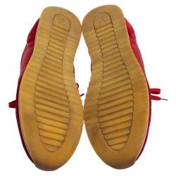 Pre Owned Louis Vuitton Red Suede And Nylon Low Top Sneakers Size 43.5