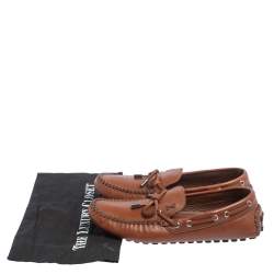 Pre Owned Louis Vuitton Brown Leather Arizona Bow Loafers Size 42