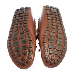 Pre Owned Louis Vuitton Brown Leather Arizona Bow Loafers Size 42
