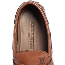 Pre Owned Louis Vuitton Brown Leather Arizona Bow Loafers Size 42