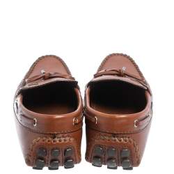 Pre Owned Louis Vuitton Brown Leather Arizona Bow Loafers Size 42