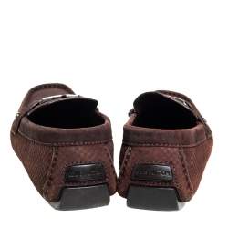 Pre Owned Louis Vuitton Brown Suede Monte Carlo Loafer Size 42