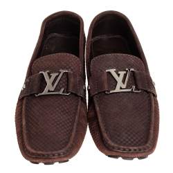 Pre Owned Louis Vuitton Brown Suede Monte Carlo Loafer Size 42